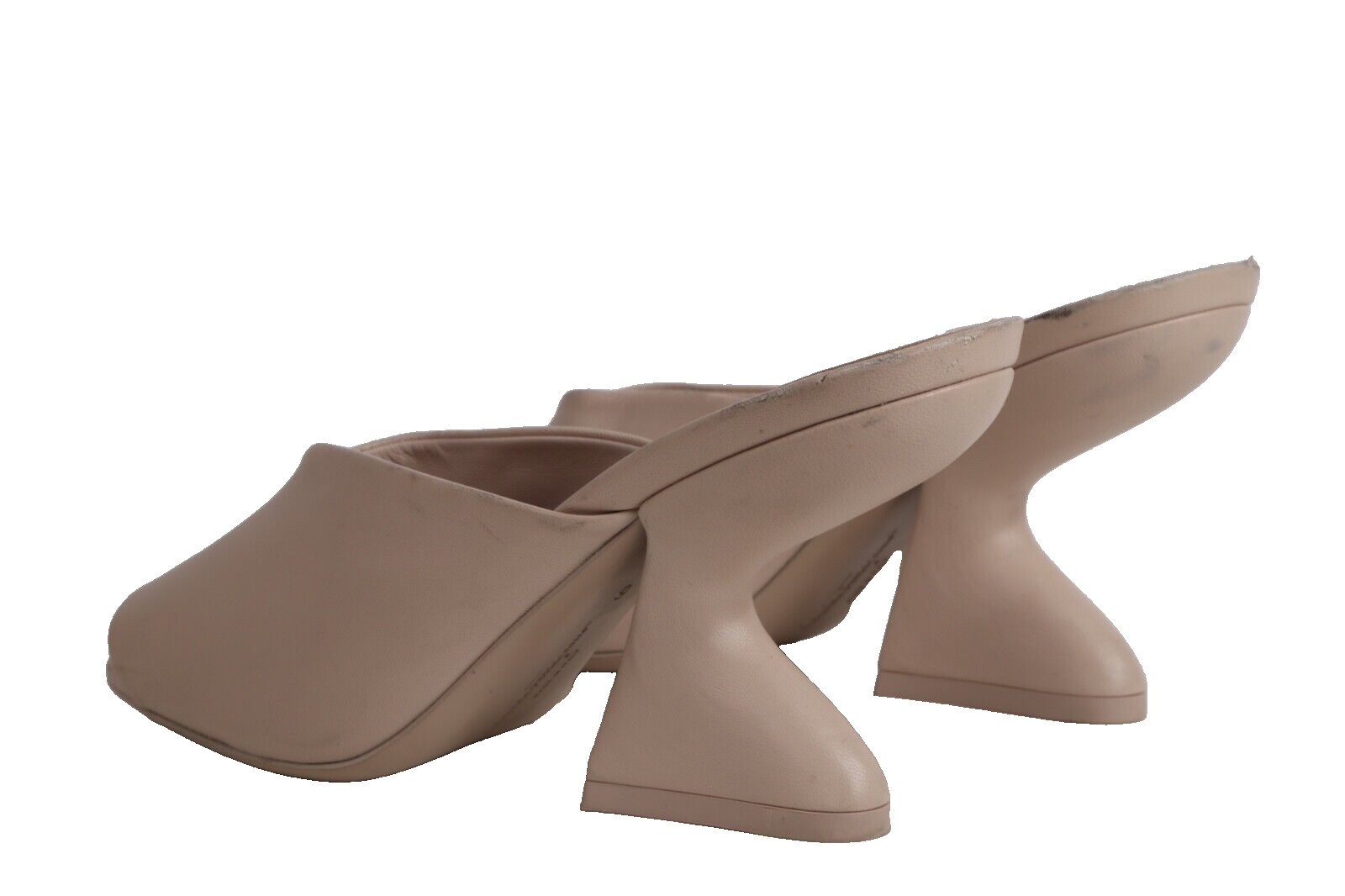 Salvatore Ferragamo Sansu Carrara Cream Leather F-Heel Pointed Toe Mules Shoes 6