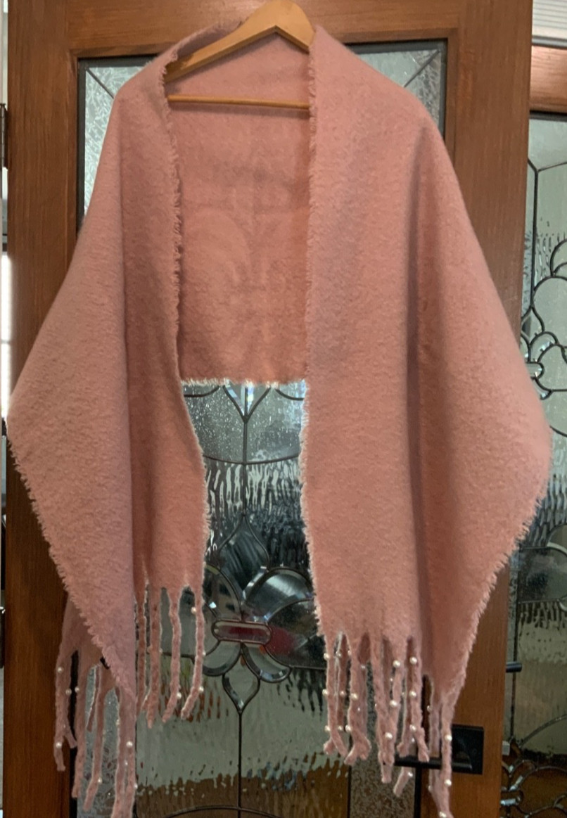 Steve Madden Chunky Soft Pearl Scarf, Dusty Pink, New