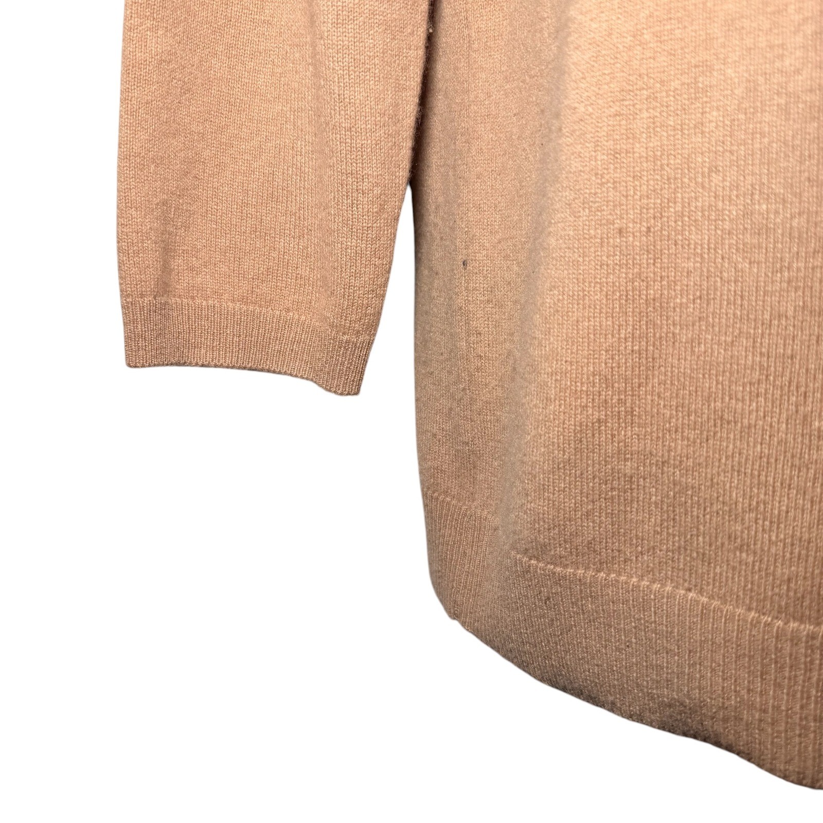 Talbots Pure Cashmere Sweater Camel Tan Crewneck 3/4 Sleeve Size M CN5124 07/20