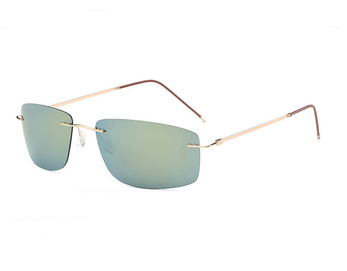 Ultra Light Memory Rimless Titanium Alloy Polarized Driving Sunglasses For Men