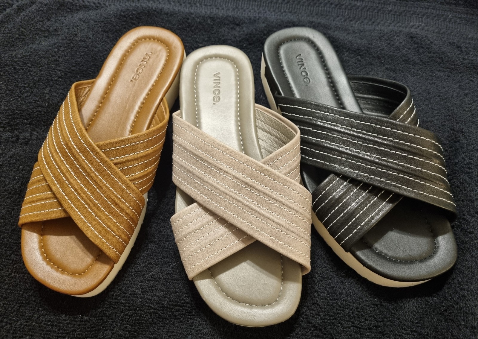 New Vince Leather Crisscross Slide Platform Sandals Women’s US 8/8.5. Men’s 7