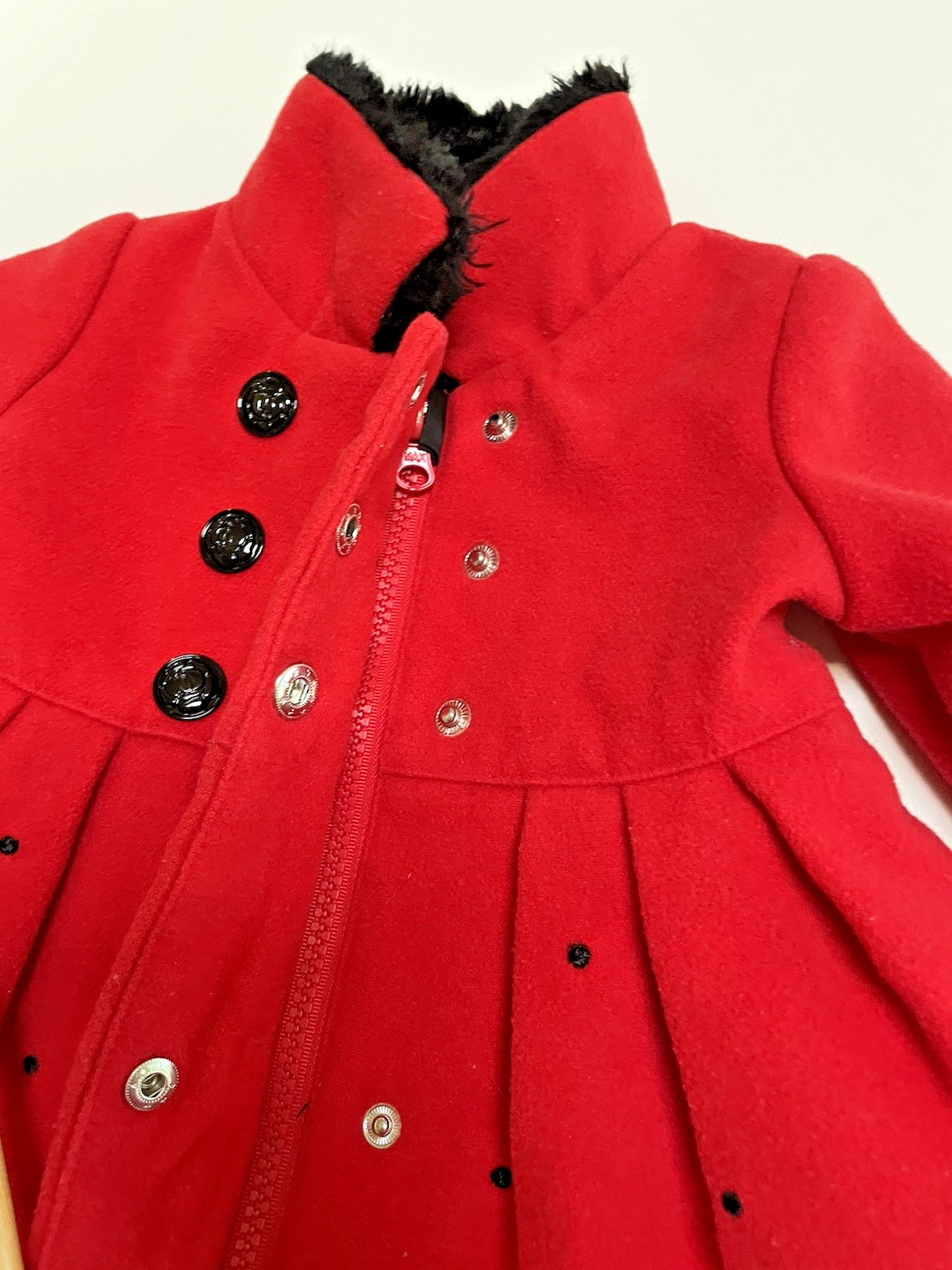 London Fog Baby Girl’s Coat Red with Black Faux Fur Trim Size 12 Months