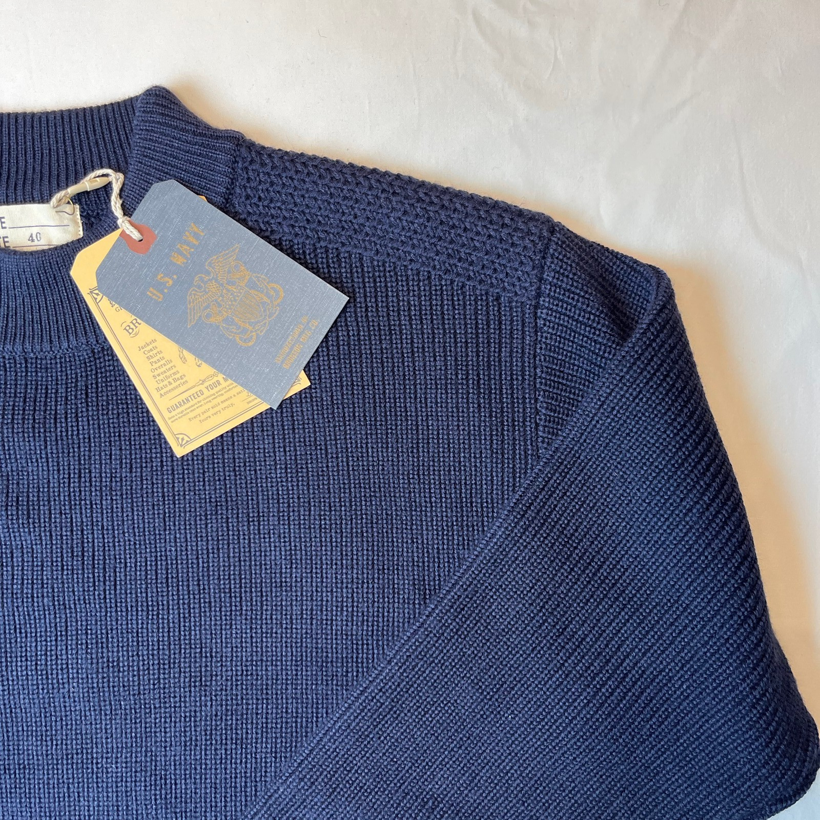 Bronson USN Winter Wool Sweater Pre War Model Knit Sweater Heavy Size 40 – Navy