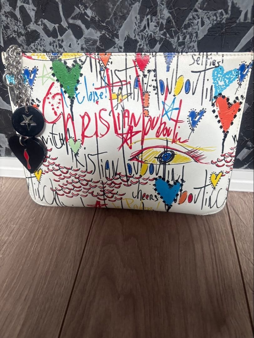 Christian Louboutin Clutch Bag Leather Size 22x17cm Excellent Condition