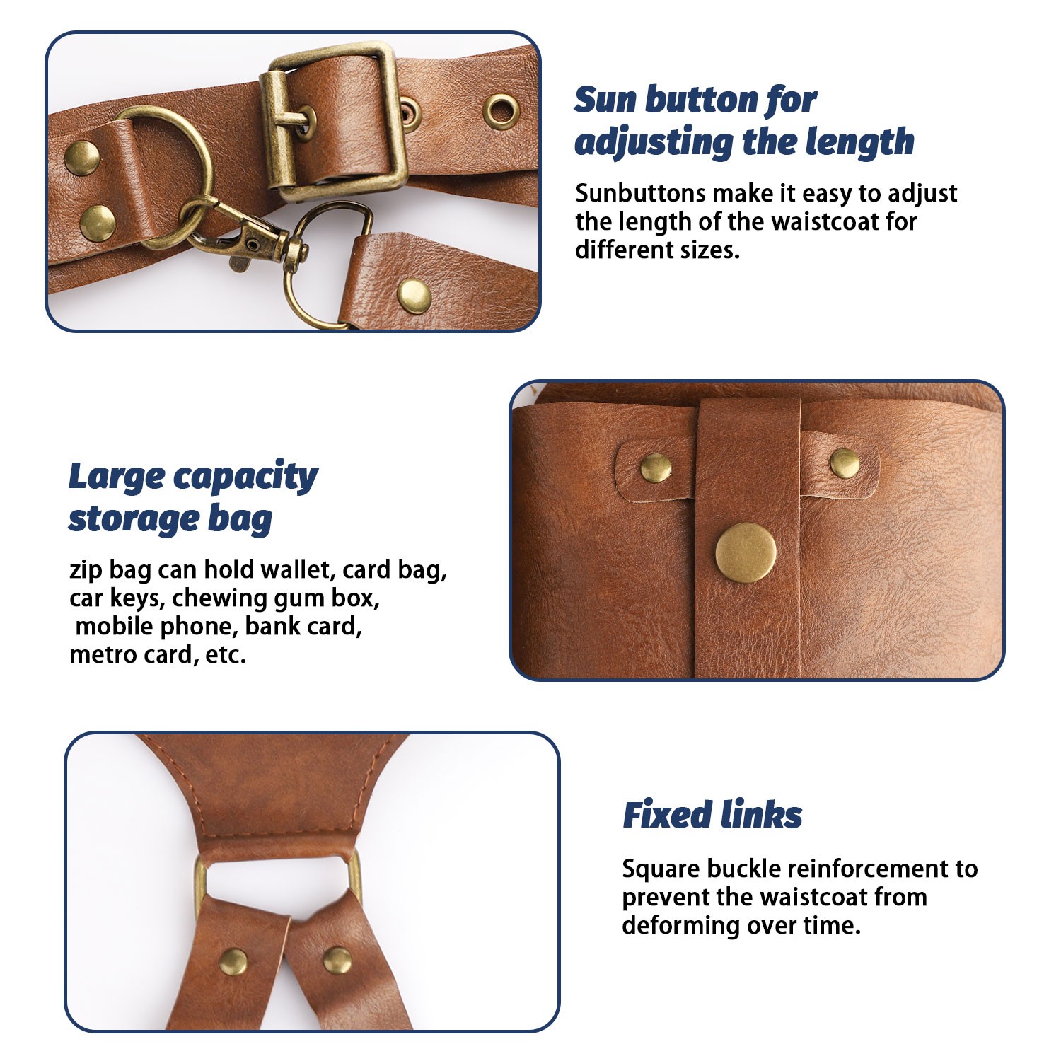 Adjustable Strap Holster Vest Bag PU Leather Double Shoulder Armpit Bag Hidden