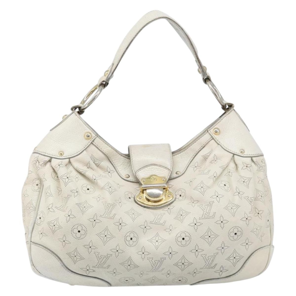 LOUIS VUITTON Mahina Solar PoweredGM Bag Leather White M93128 LV Auth bs34140