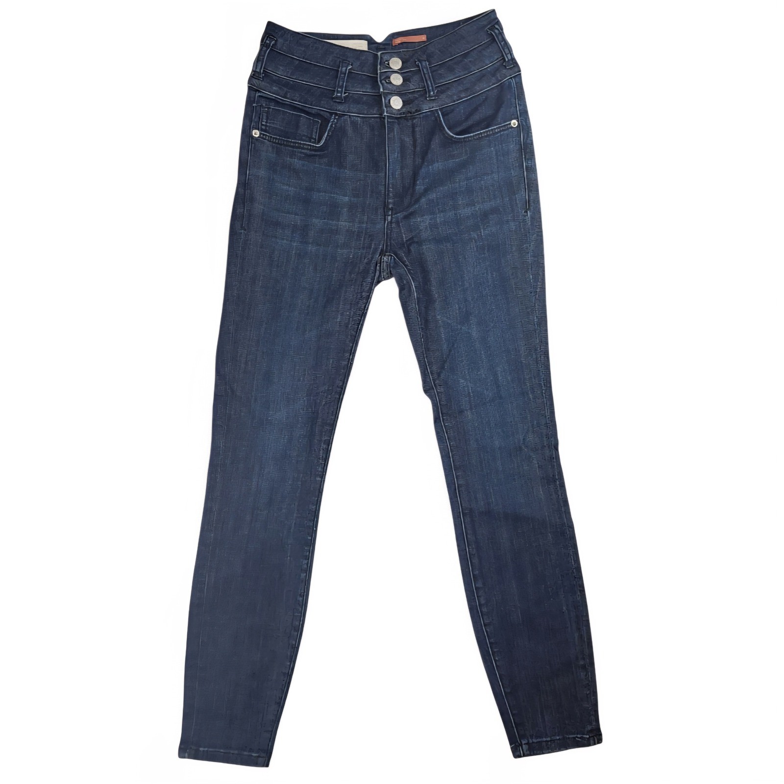 Anthropologie Pilcro High Waisted Button Fly Skinny Jeans Dark Wash Size 27
