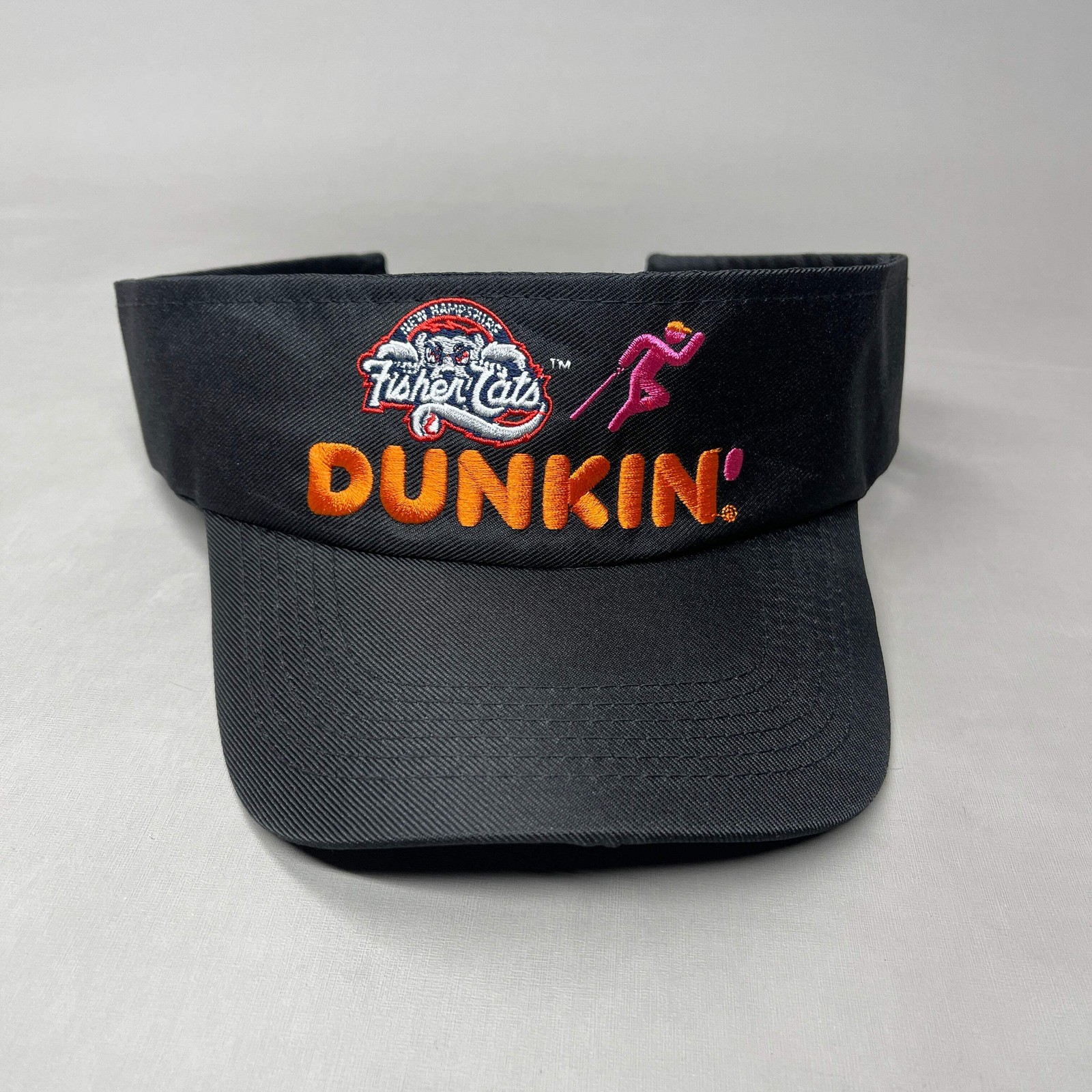 DUNKIN’ DONUTS Visor Cap w/ New Hampshire FISHER CATS Logo Black (New)