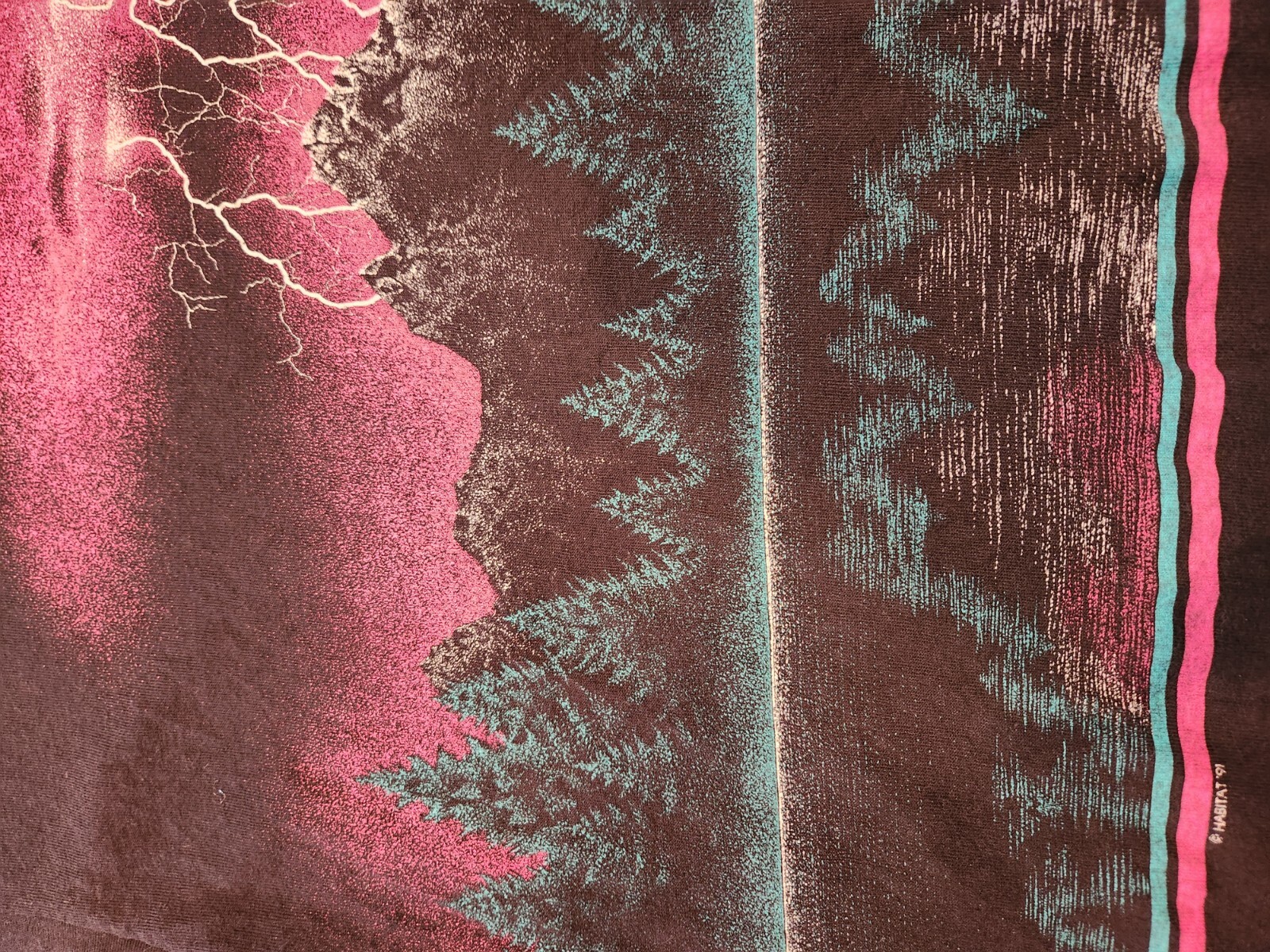 Lightning Thunder All Over Print Shirt L Used 1991 Signal Sports AOP 90s Solvang