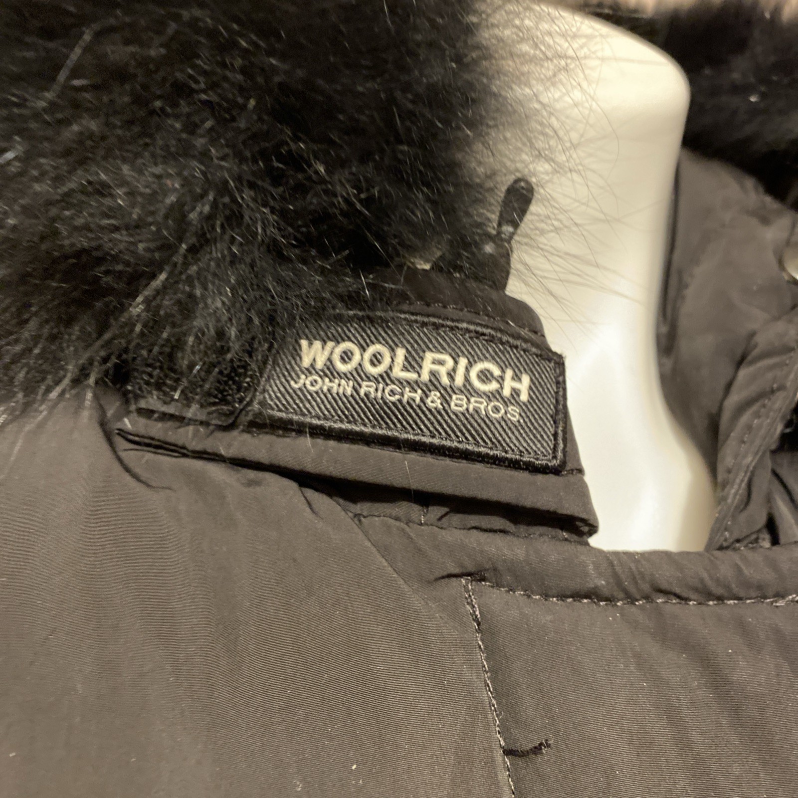 Woolrich John Rich Down Padded Arctic Parka Heavy Black Coat Fox Fur Trim Hood S