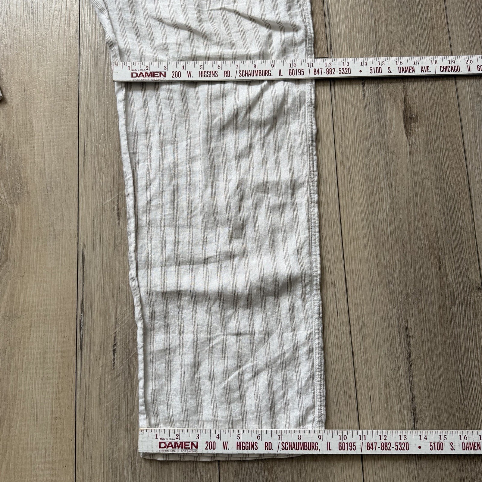 TODD SNYDER Relaxed 100% Linen Leisure Pants in White Striped Pleated L $198