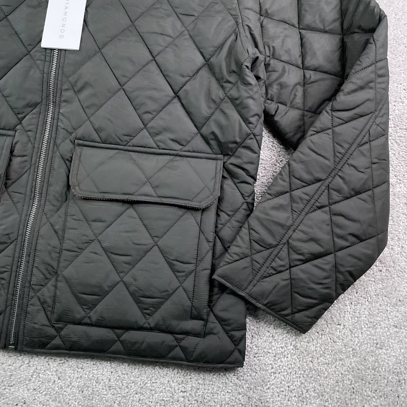 NEW 7Diamonds Rushmore Quilted Jacket Mens Large Grey Corduroy Collar Barn Chore