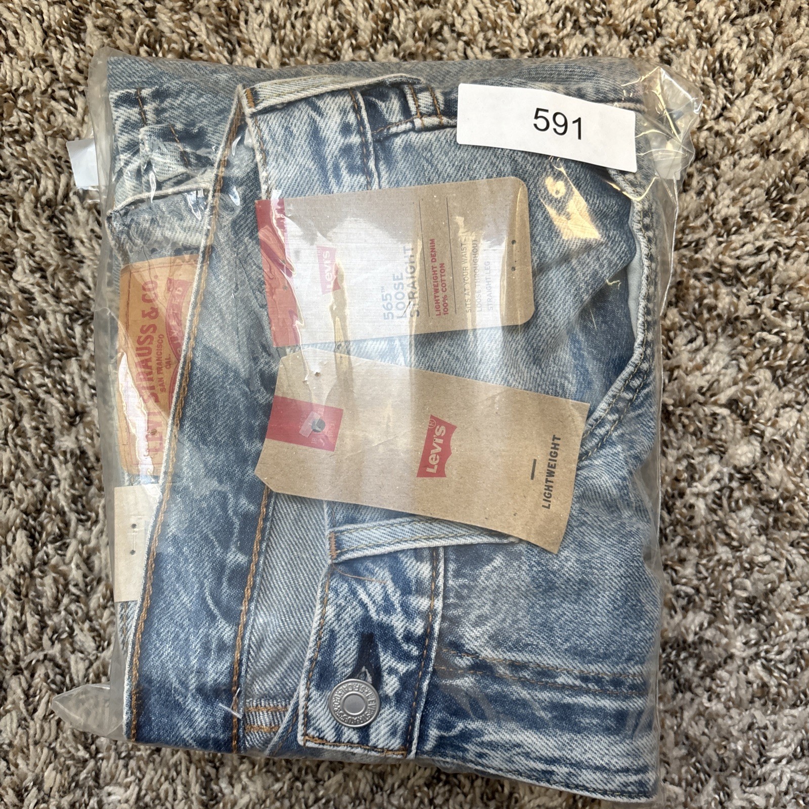 Levi’s 565 Men’s Loose Straight Denim Jeans Light Wash 36×30,Classic Fit NWT