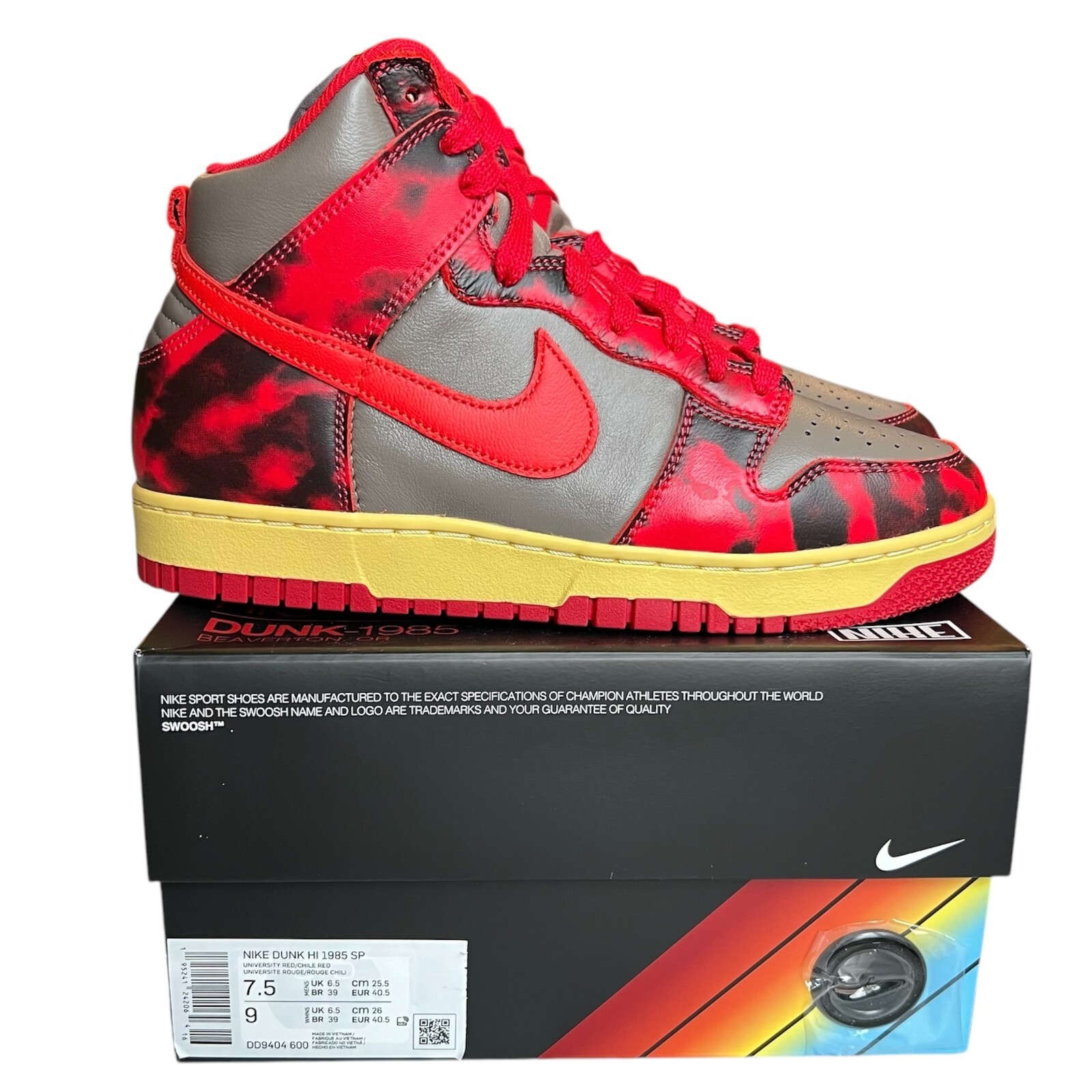 Nike Dunk High 1985 SP Men’s Size 7.5 Red Acid Wash DD9404-600 NBY