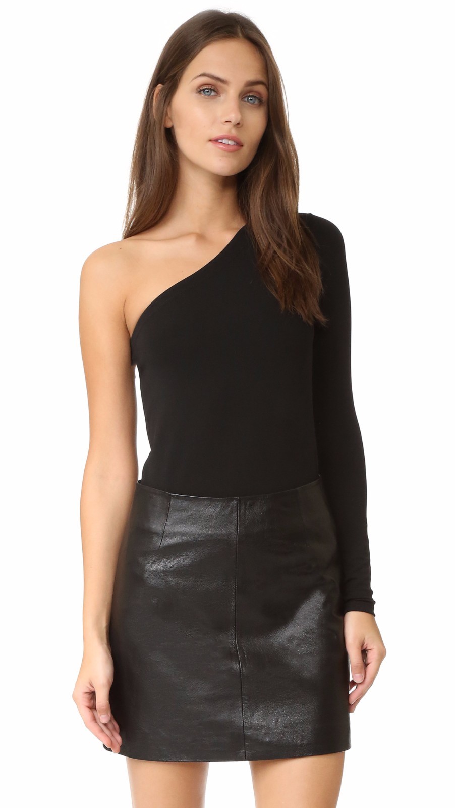 NWT Theory Lefft One Shoulder Matte Jersey Top Black Size P(XS),S,M $190