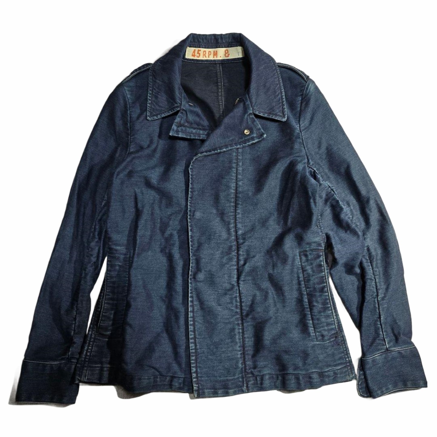 45R Indigo Blue Cotton Double Riders Jacket S Small Made In Japan Workwear