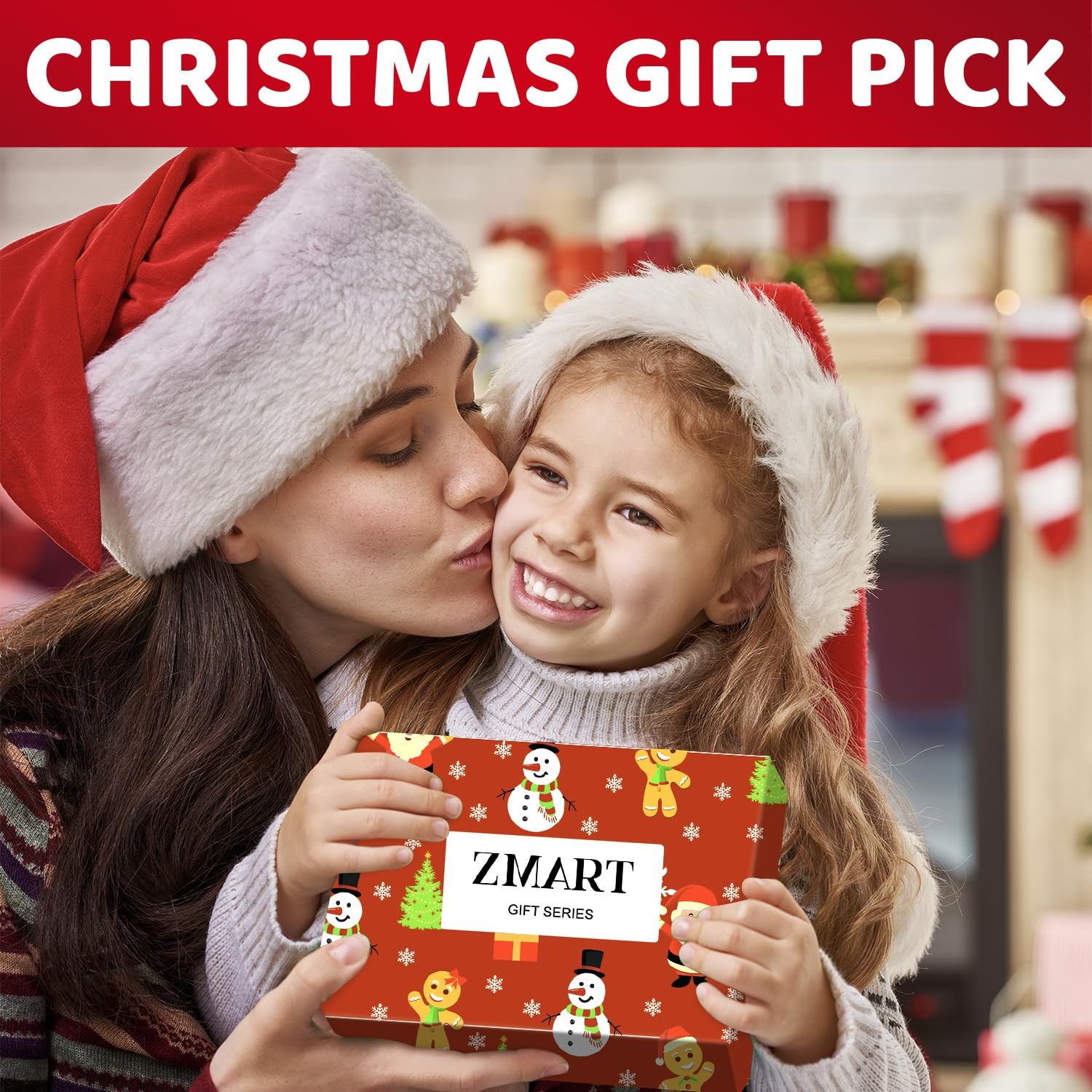 Zmart Christmas Knee High Socks – Xmas Candy Cane Medium, 4 Pack