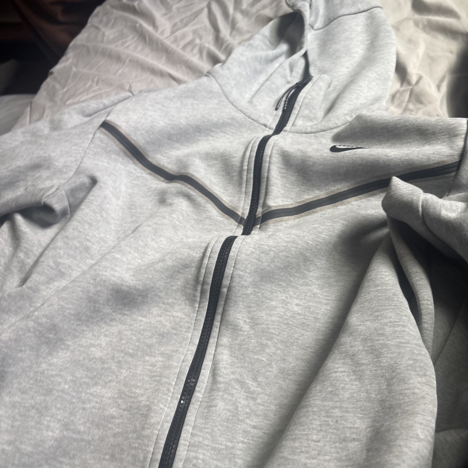 Nike Men’s Tech Windrunner Fleece Full Zip Hooded Jacket Size M Grey CU4489-063