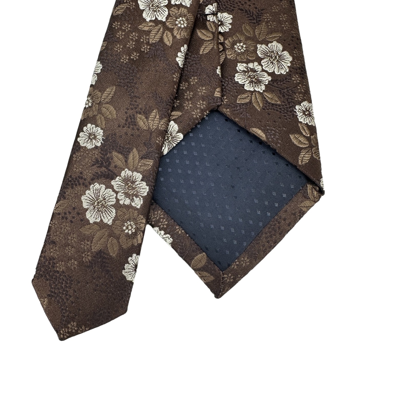 New Classic Floral Brown White Jacquard Woven Silk Men’s Tie Necktie 3.15’8cm