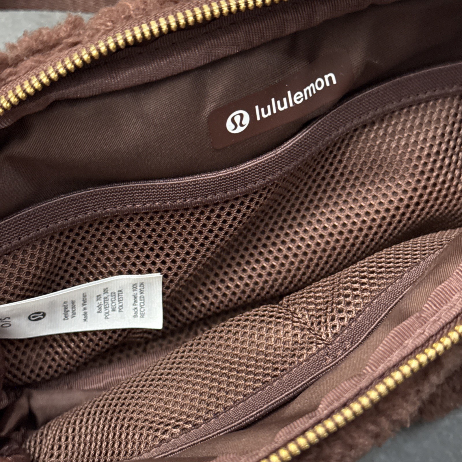 NWT Lululemon Everywhere Belt Bag 1L Brown Earth Sherpa Fleece Gold Hardware