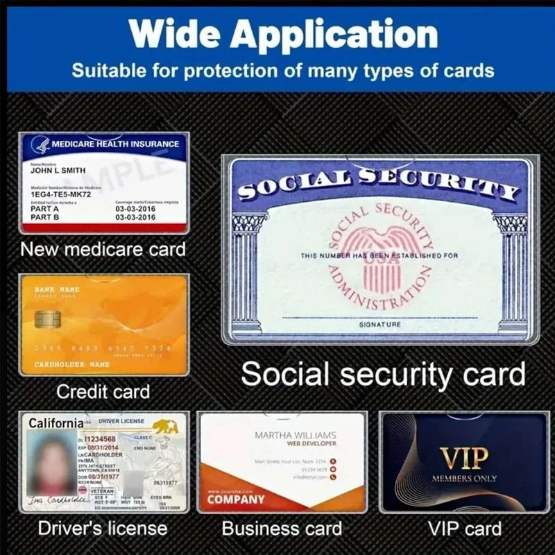 8/10/20Pack Medicare Holder Protector Sleeves Clear PVC For Credit Business Card