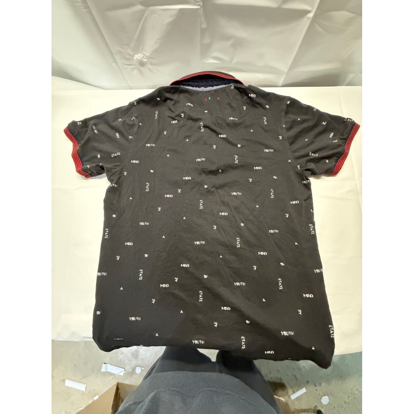 Kickers Black Polo with Red Embroidered Logo and Collar Stripes