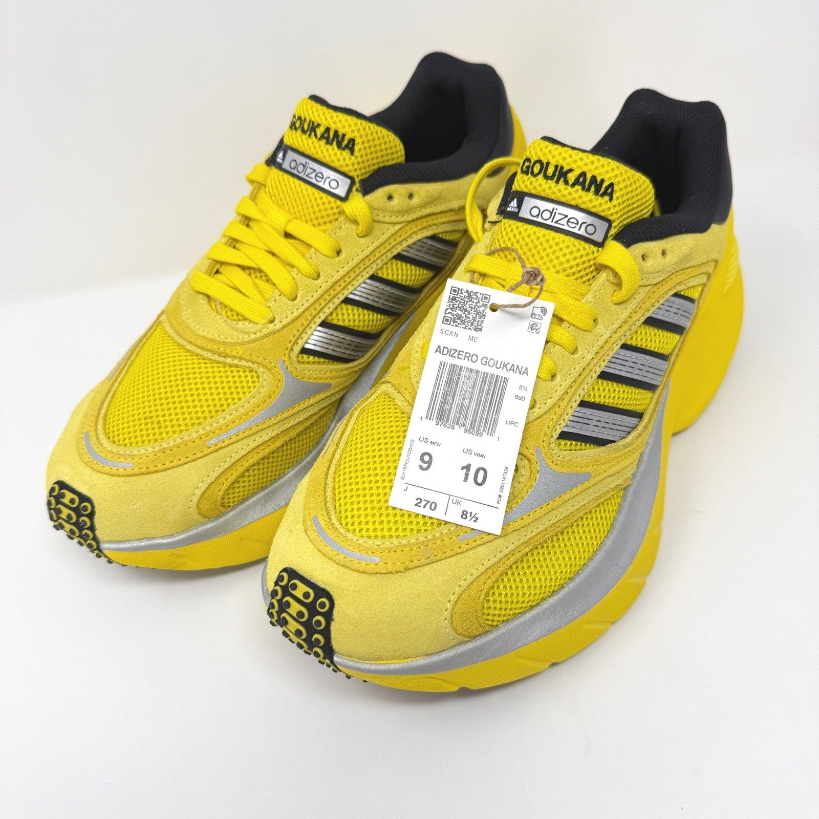 Adidas Adizero Goukana Mens Size 9 Running Shoes Yellow Silver JP7177 NEW