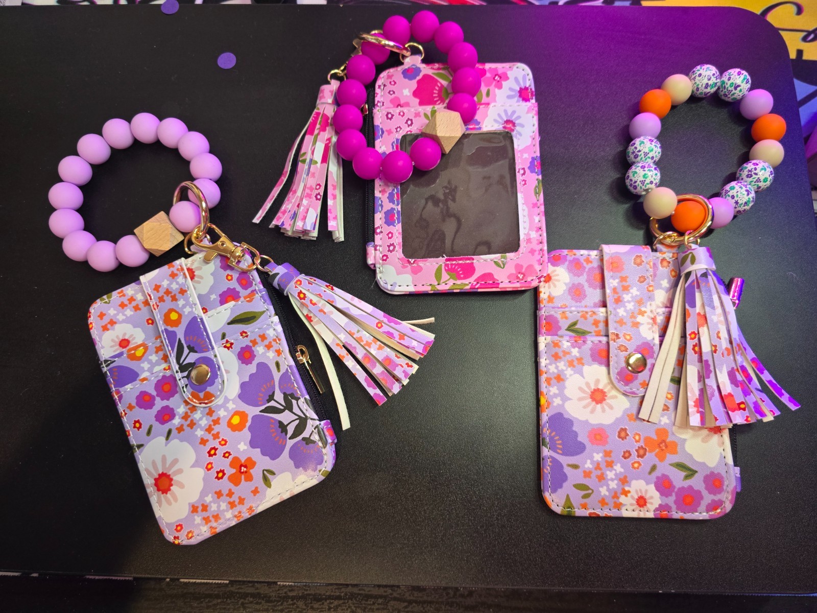 Custom keychain wristlets with card holder