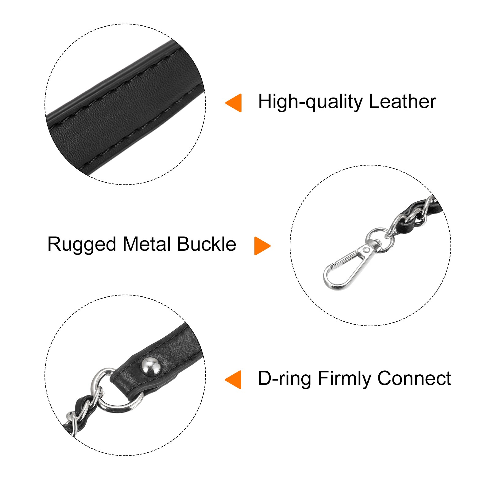 2pcs 24″ Iron Flat Chain Straps Purse Shoulder Bag DIY Replacement Black Silver