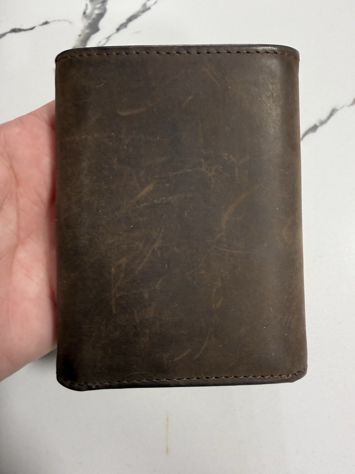 Stealth Mode Trifold Leather Wallet for Men with ID Holder and RFID Blocking (Br