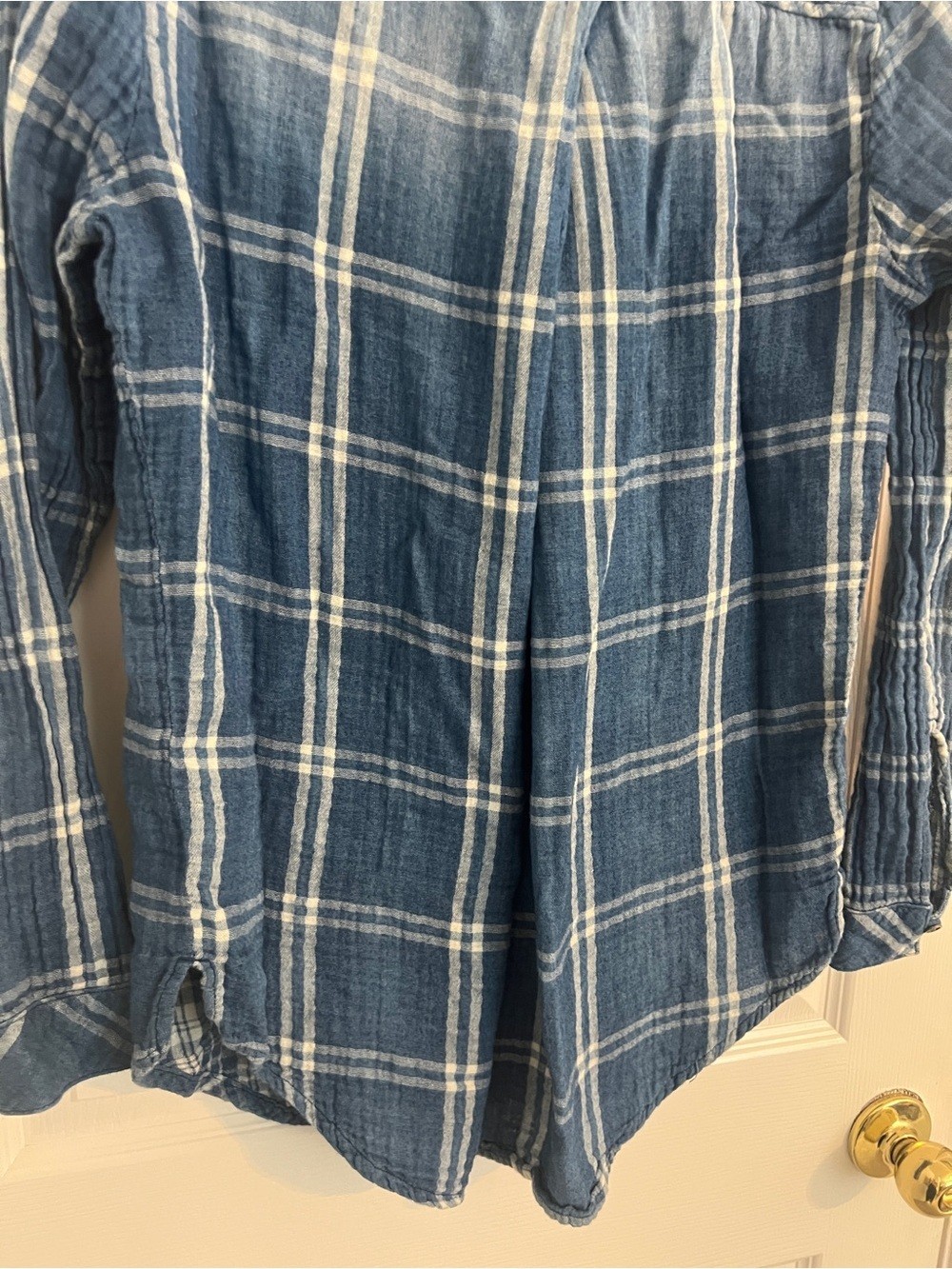Cloth & Stone Blue Plaid Gauze Cotton Button Up Shirt Women’s Large