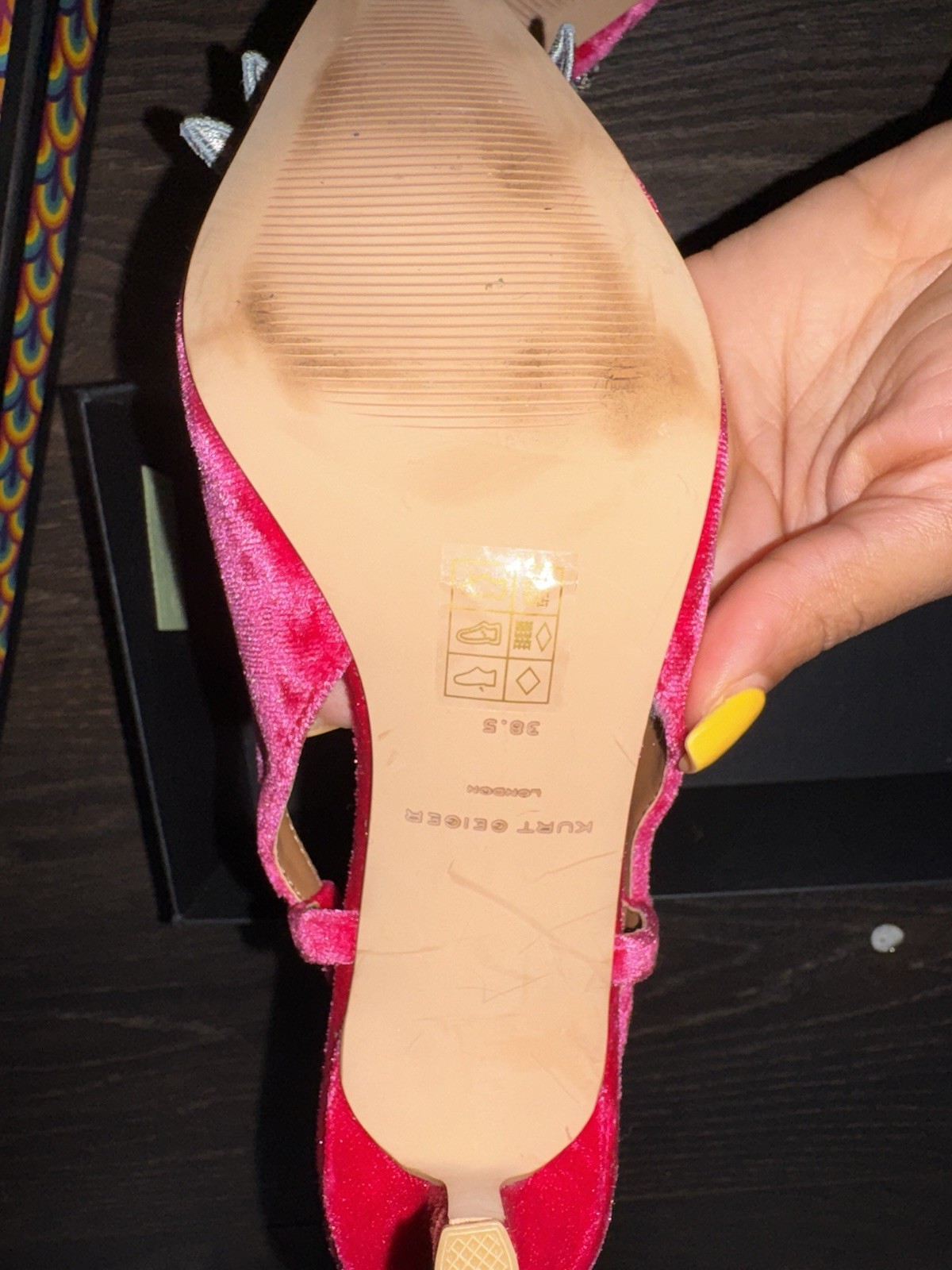 Kurt Geiger Pink Velvet Slingback Pointed Toe Rhinestone Bow Heels US 8