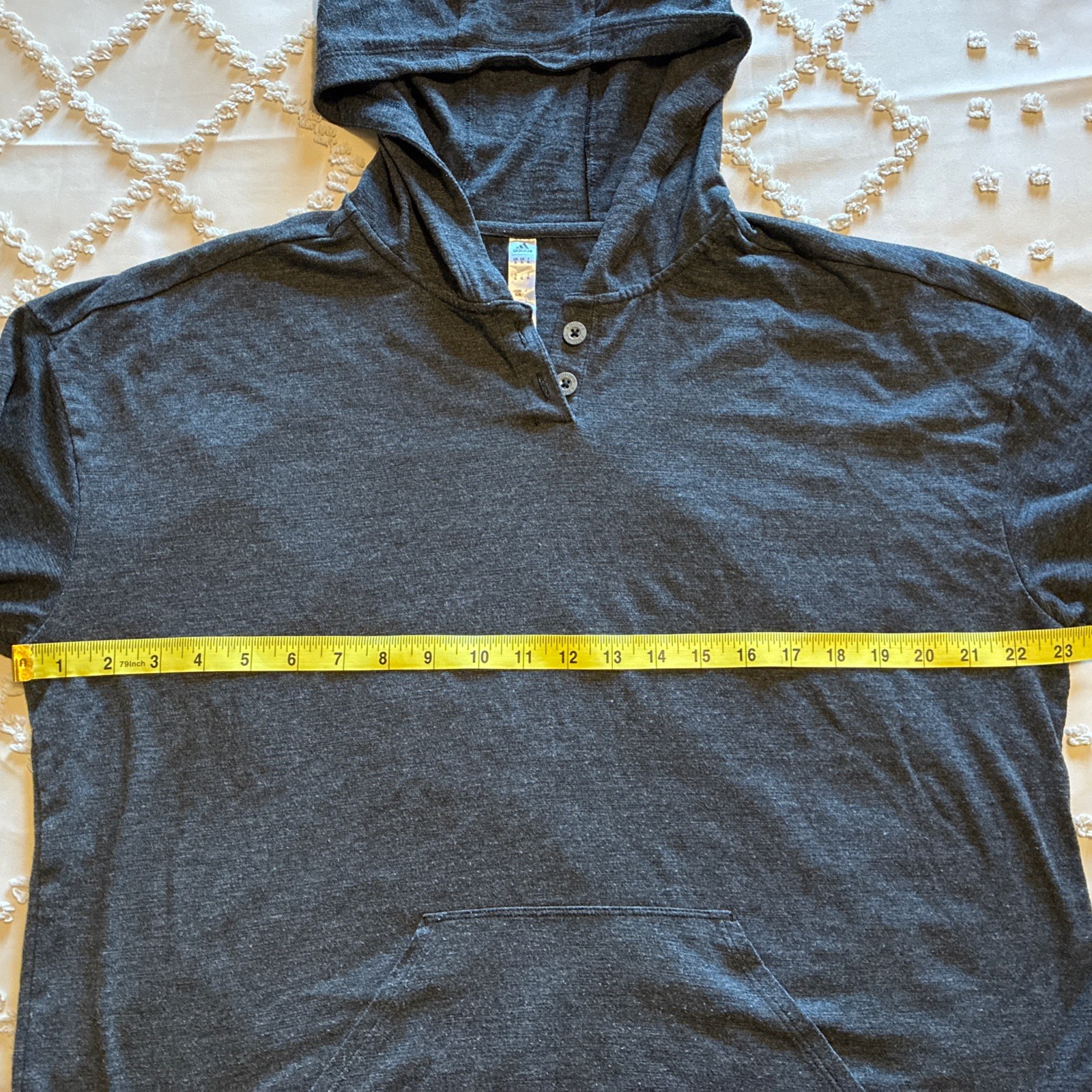 ADIDAS LIGHTWEIGHT TWO BUTTON HOODIE W/DRAWSTRING BOTTOM * XL * GRAY * SALE!
