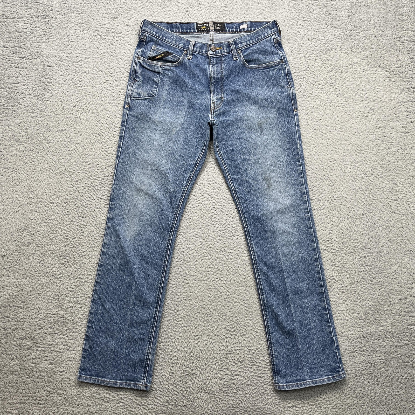 Ariat Rebar M4 Jeans Mens 34×36 Blue Haze Wash Relaxed Bootcut DuraStretch