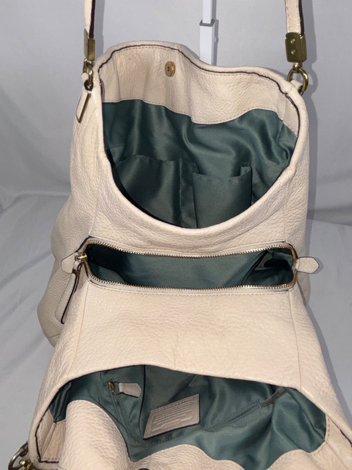 COACH Madison Phoebe 24621 Taupe Pebbled Leather Shoulder Bag