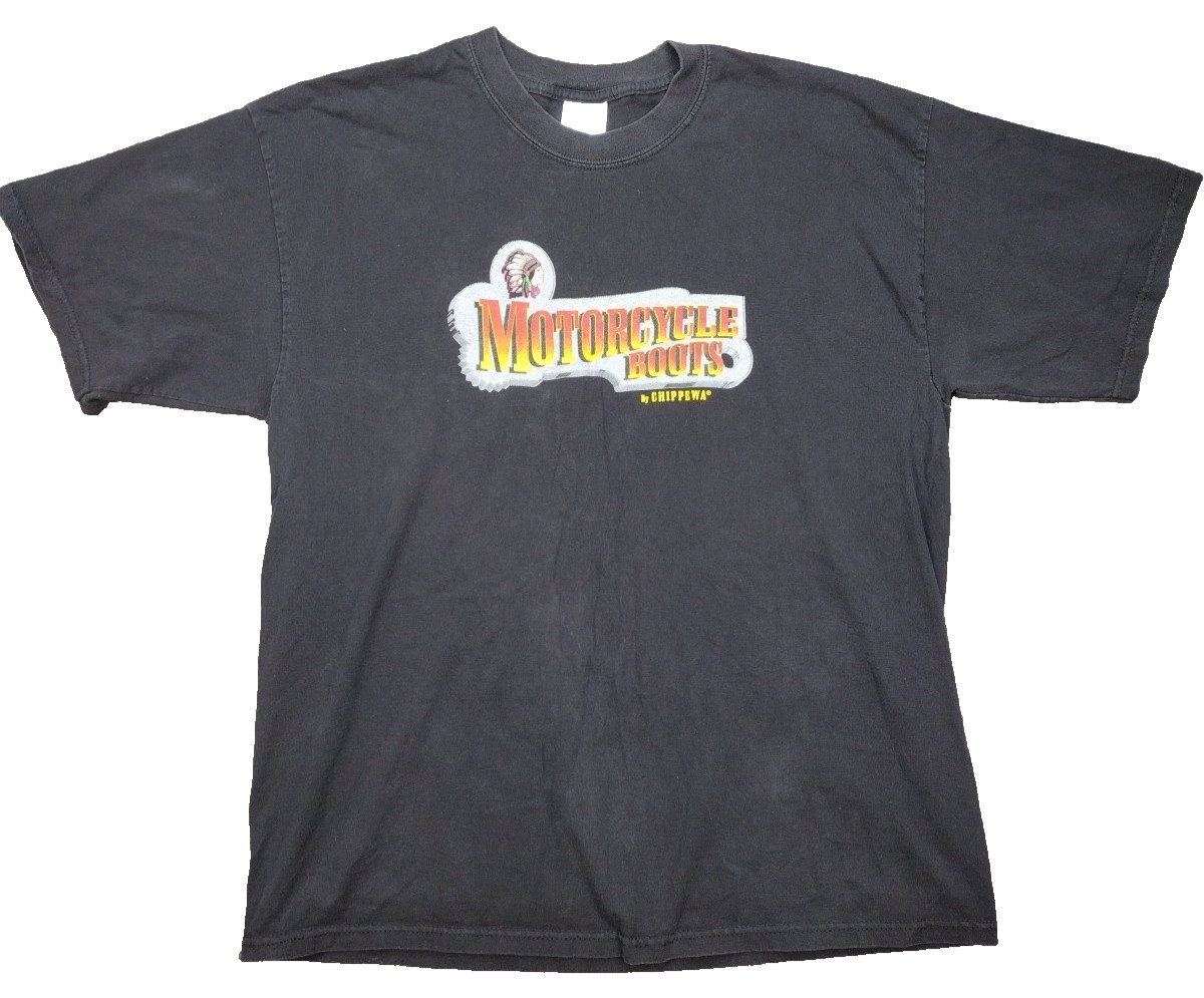 Vintage 90s CHIPPEWA MOTORCYCLE BOOTS Promo T-Shirt XLARGE biker Grunge XL