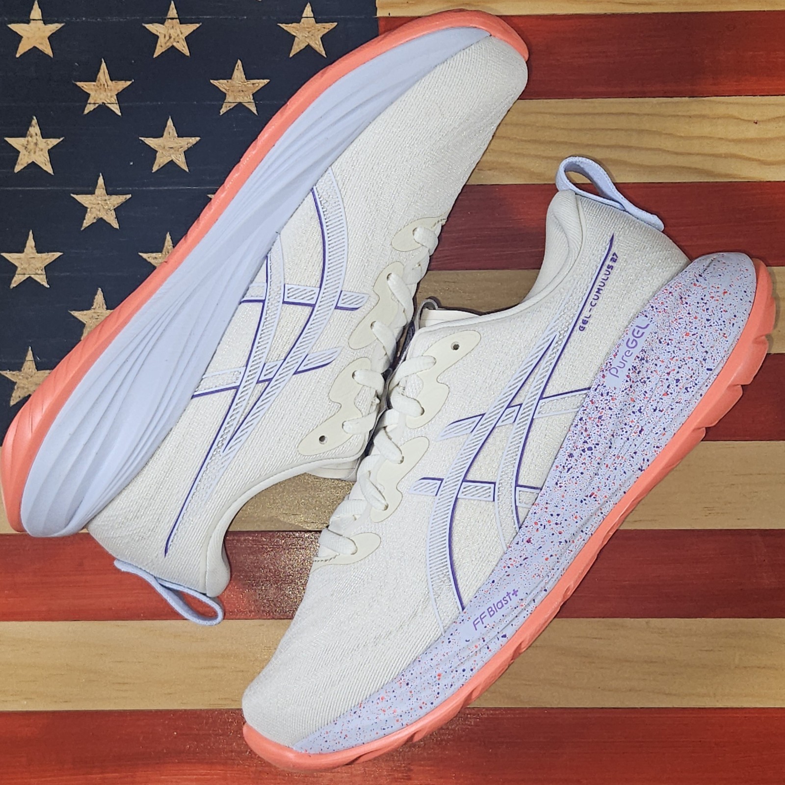 Asics Gel Cumulus 27 TOKYO CREAM/PURPLE Running Shoe SAMPLE [1012B955.500] Wmn 8