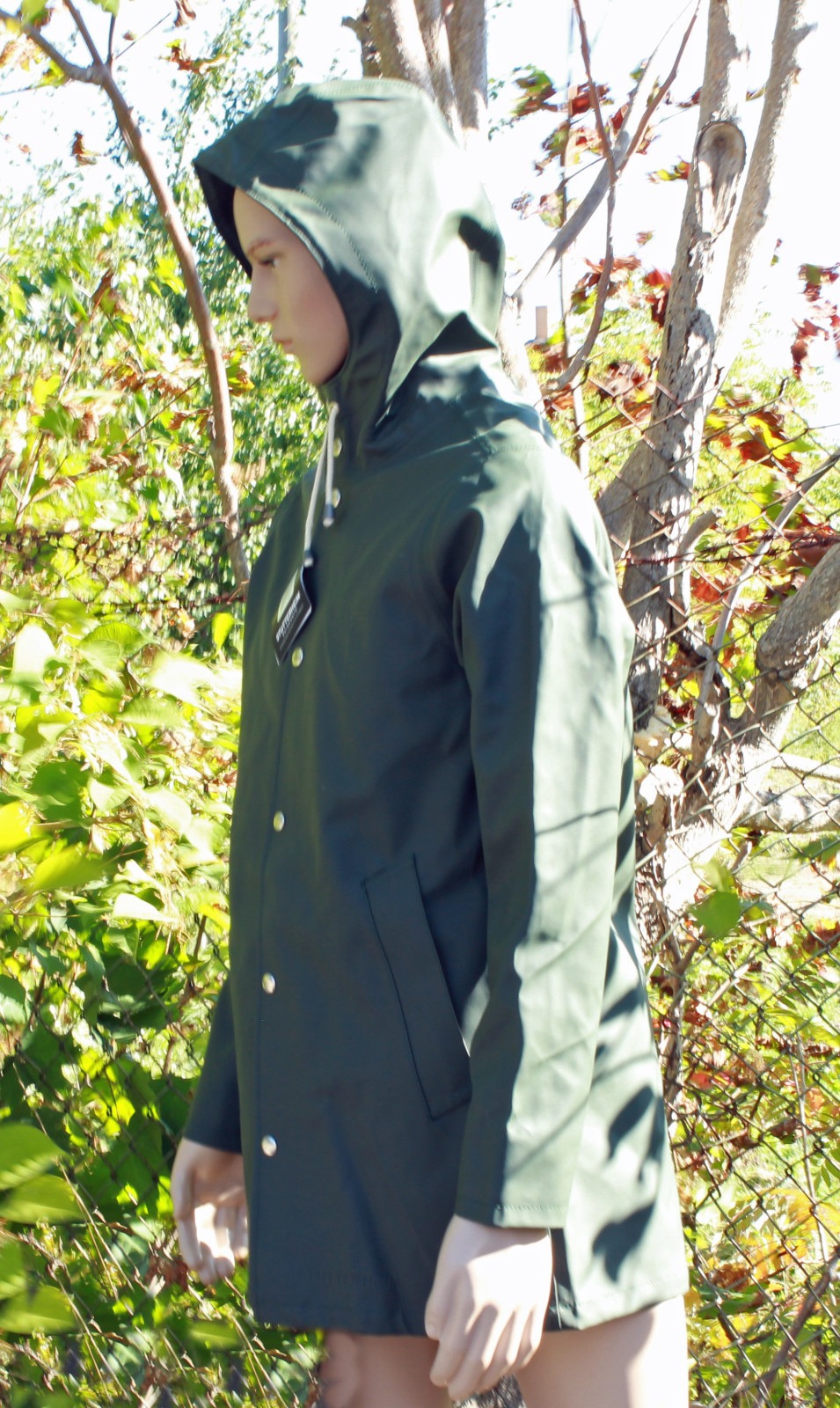 Stutterheim Arholma Raincoat Green Hooded, Size Small, MSRP $585.00, NWT