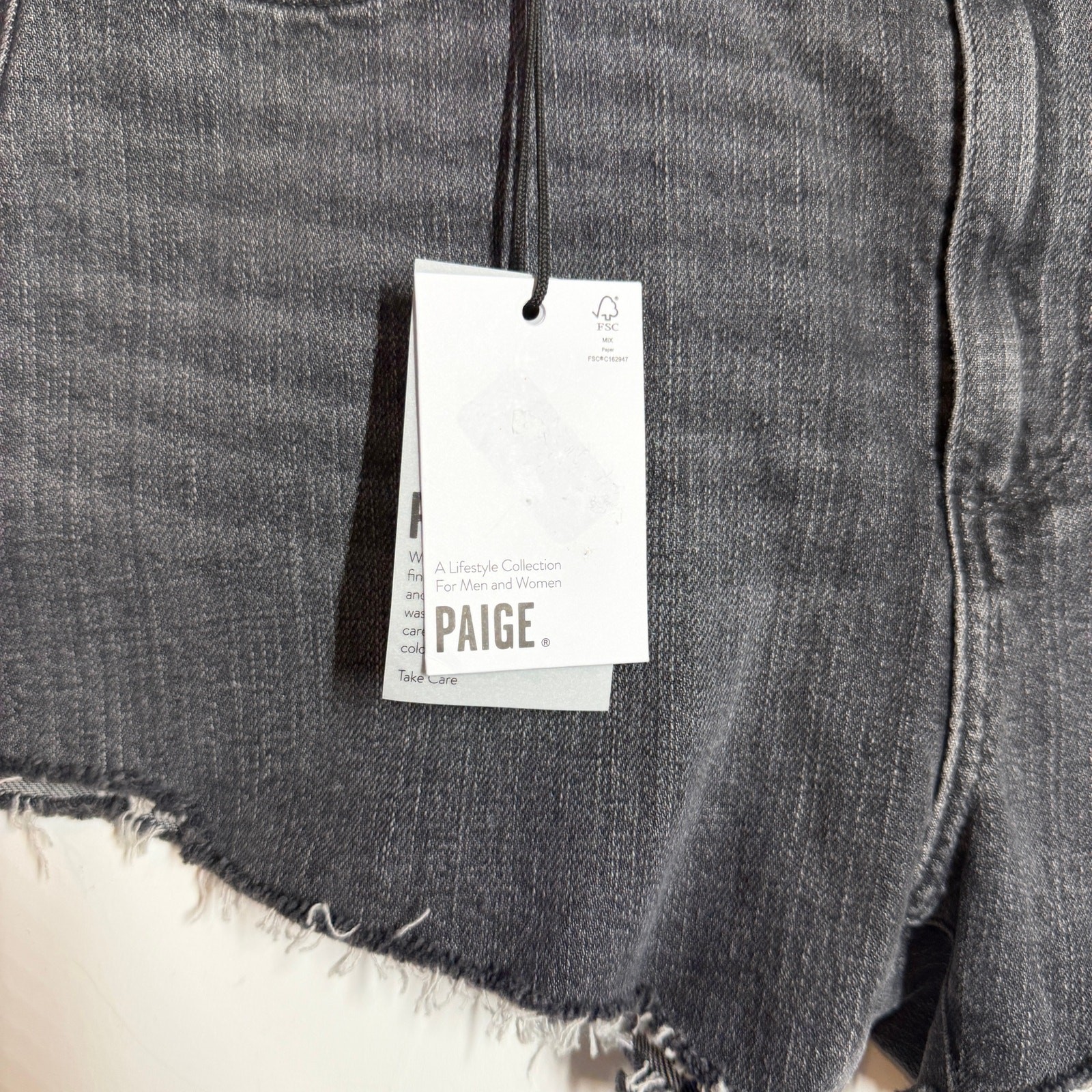 PAIGE Margot High-Rise Distressed Denim Shorts black size 30 NWT raw hem cutoffs
