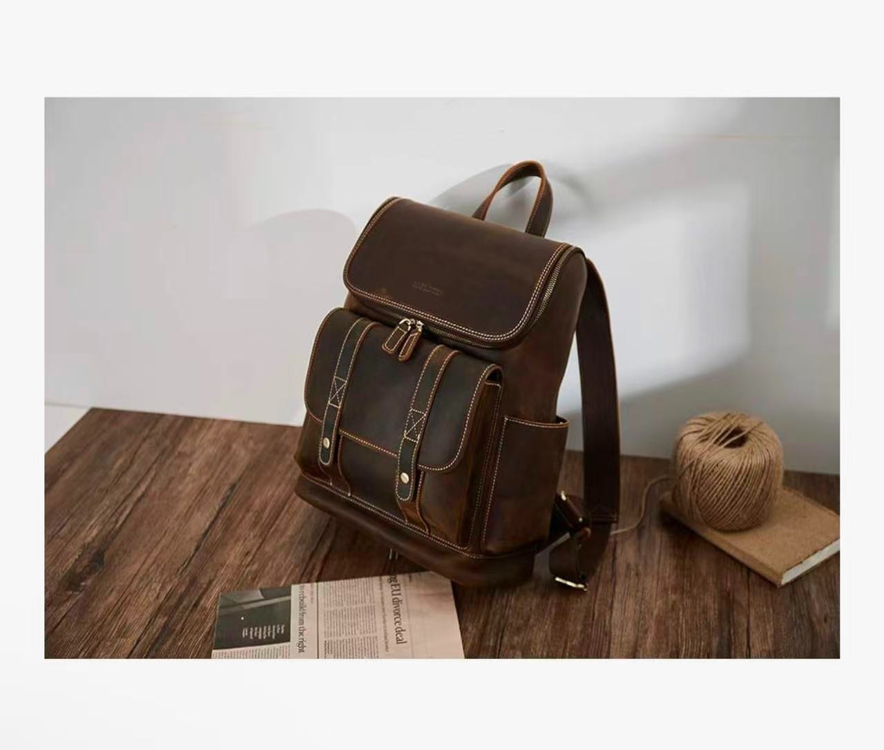 BOSTANTEN Leather Backpack for Men 15.6 inch Laptop Backpack Vintage Travel Offi