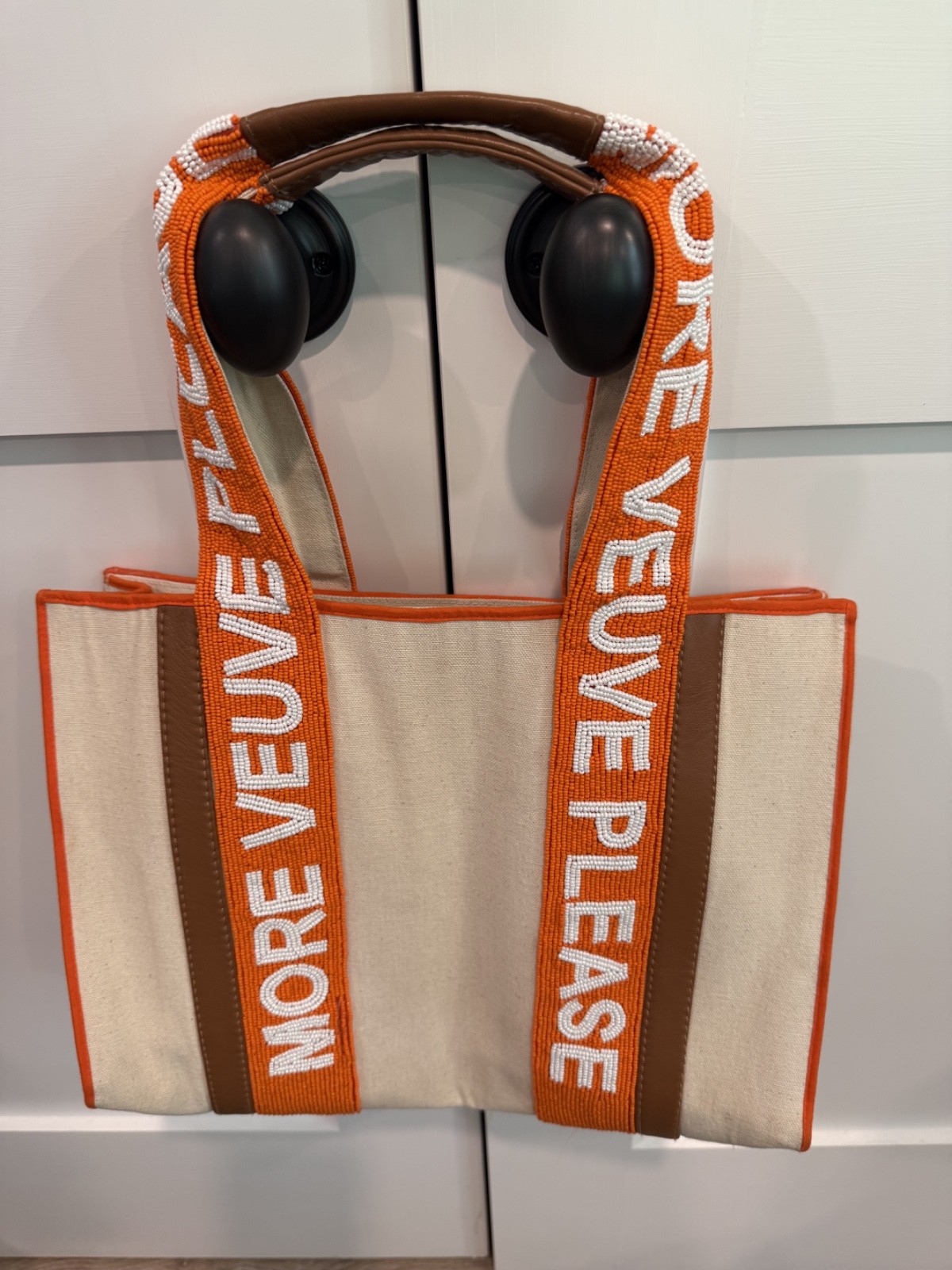 VEUVE CLICQUOT BEADED HANDLE TOTE BAG