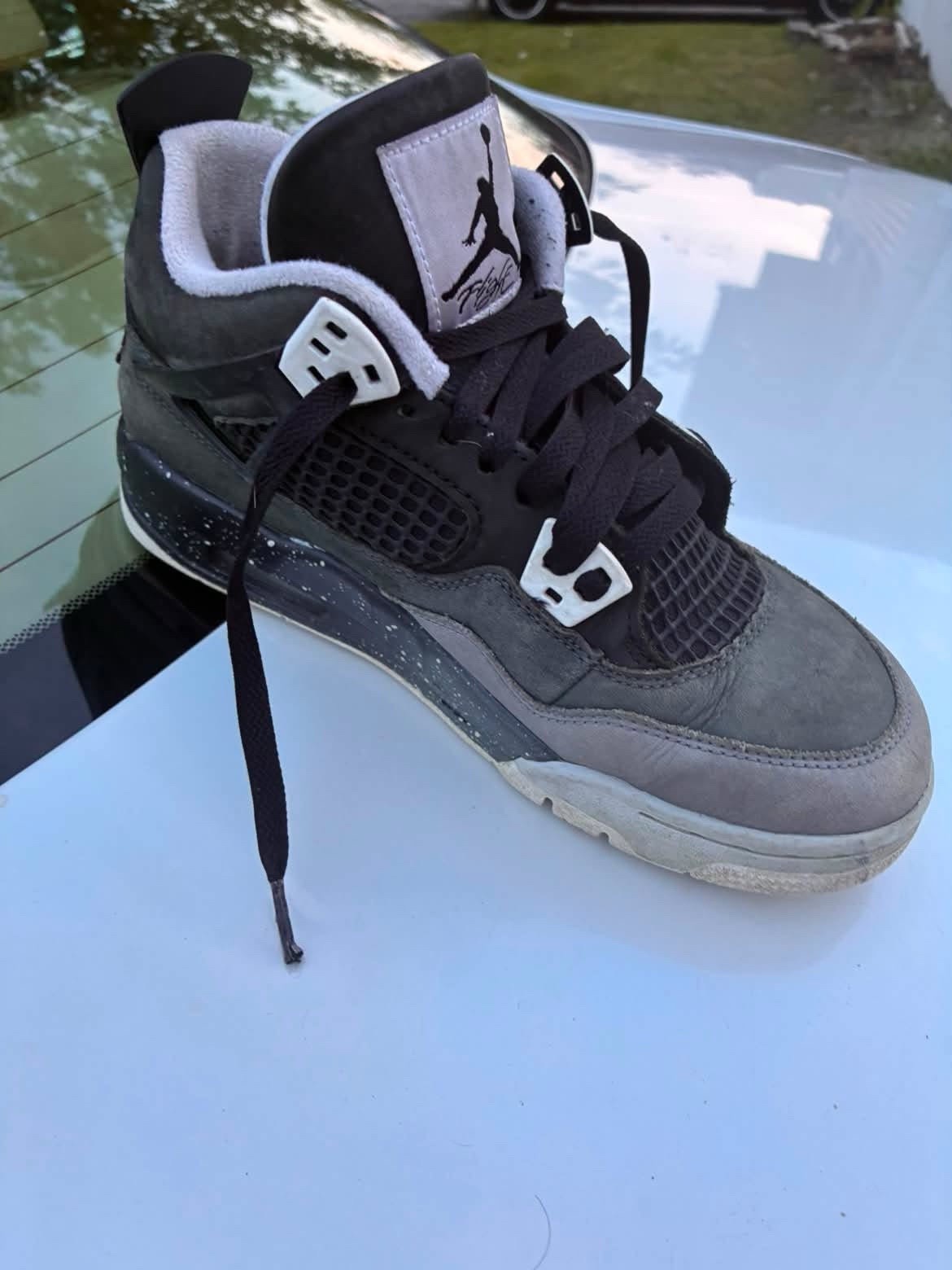 Jordan Air Jordan 4 Unisex Kids Sneaker 6Y Gray/Black/White Suede FQ8213-002