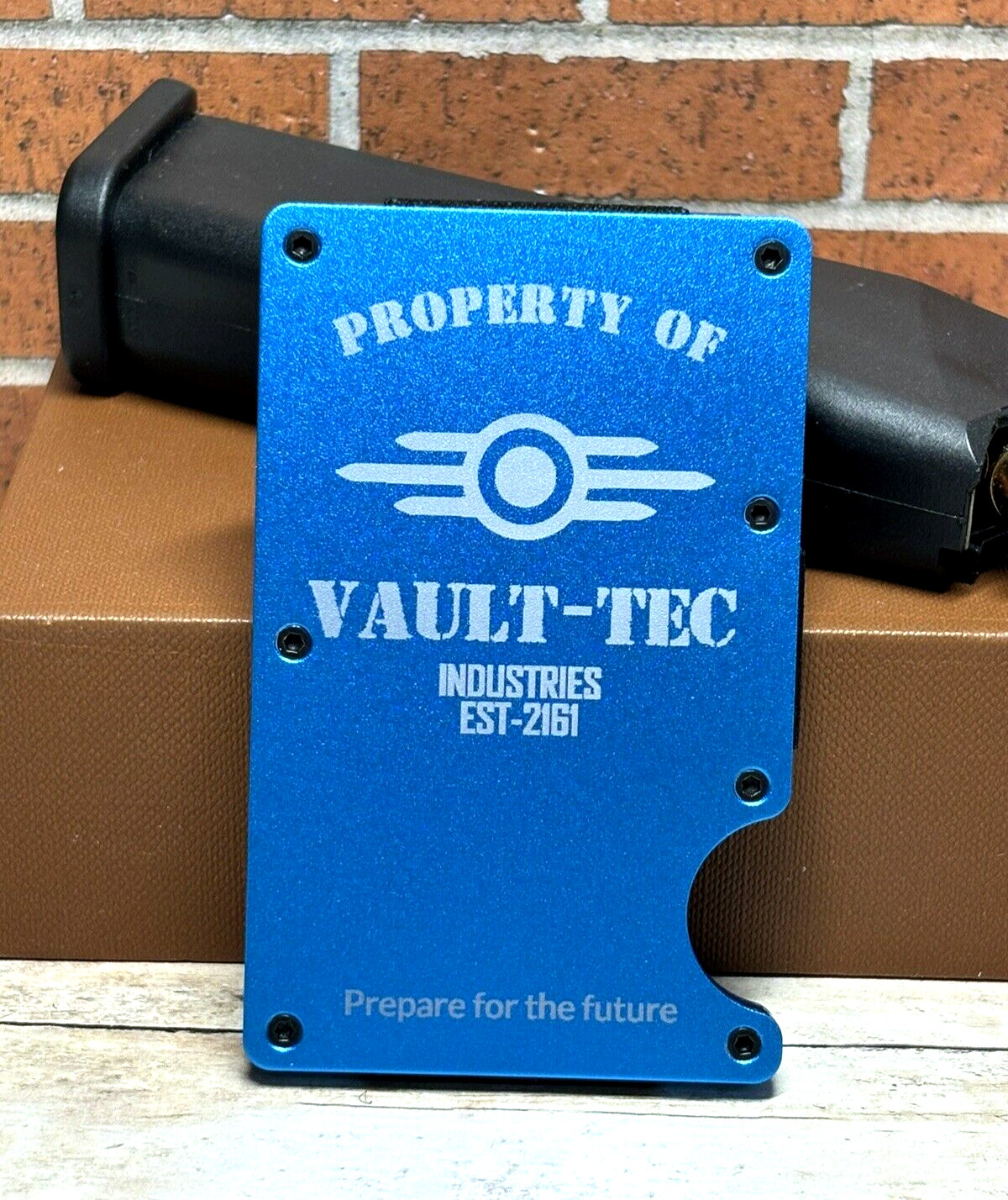 Tactical Minimalist Metal Vault Tec Wallet , RFID Card Holder Fallout Wallet