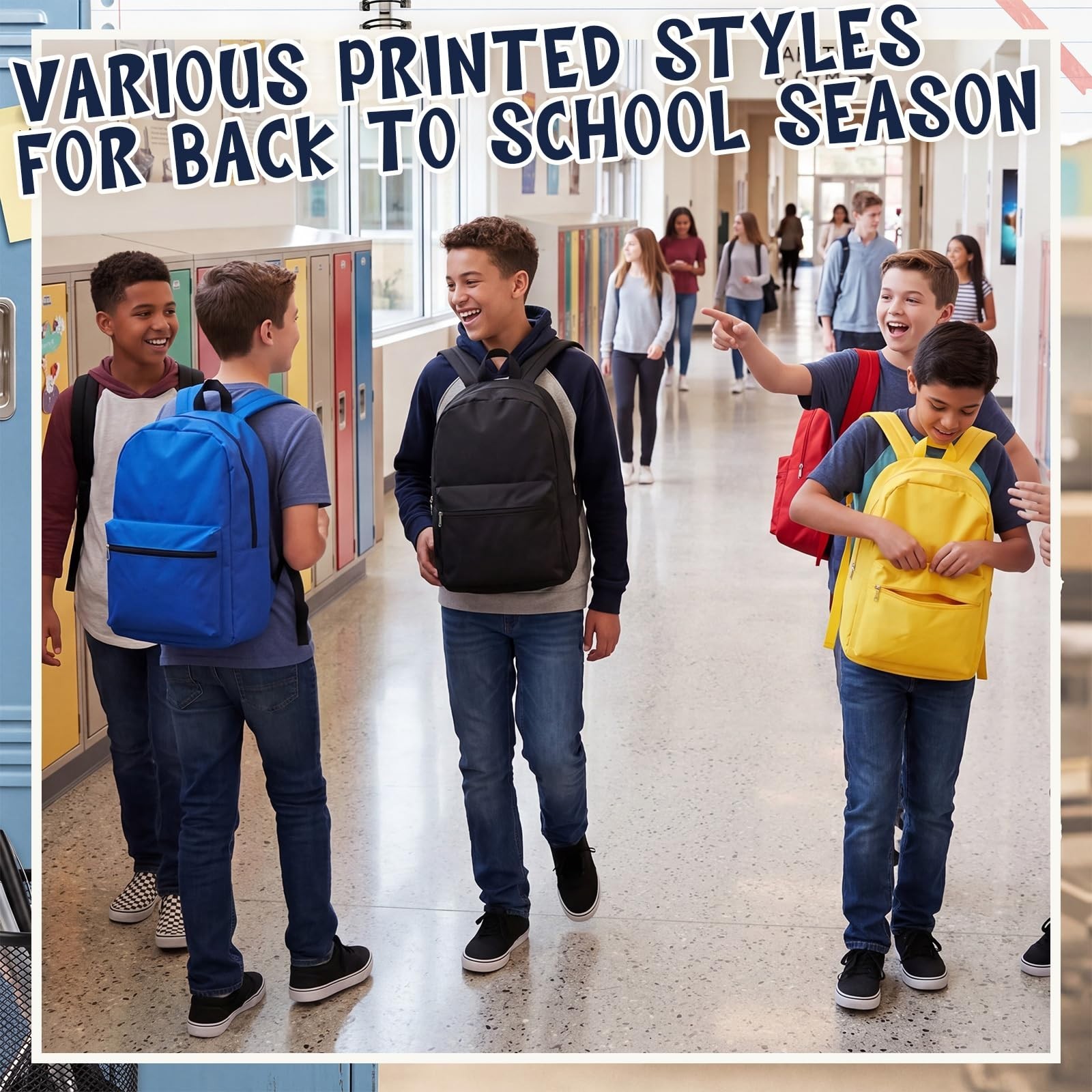 8 Pack 17″ Kids School Backpacks – Assorted Colors, Bulk Bookbags for Students