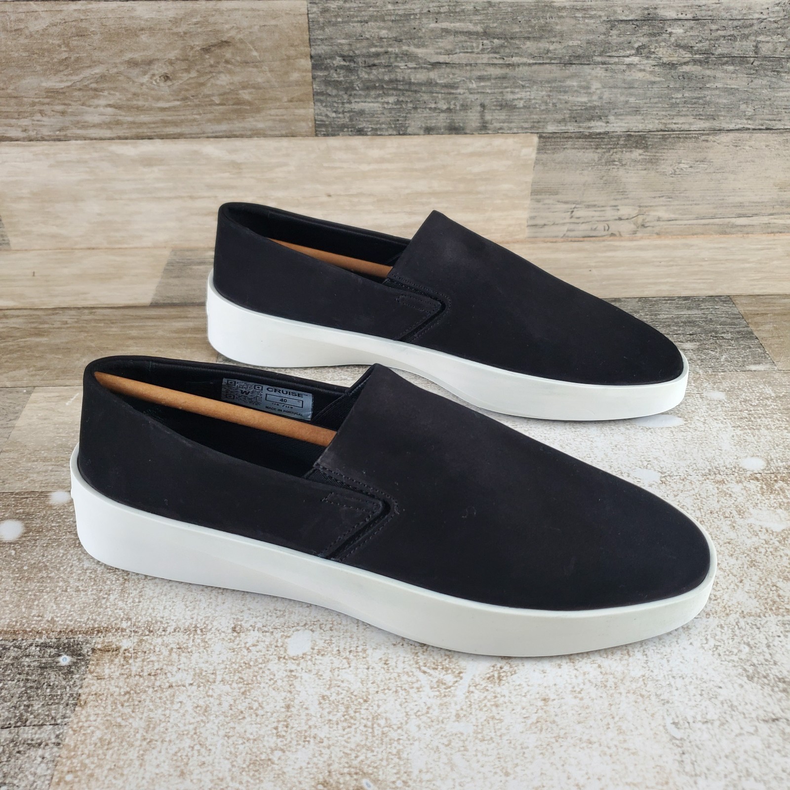 Wolf & Shepherd Cruise Shoes Sz 8 W Black Brilliant White Slip On Sneakers