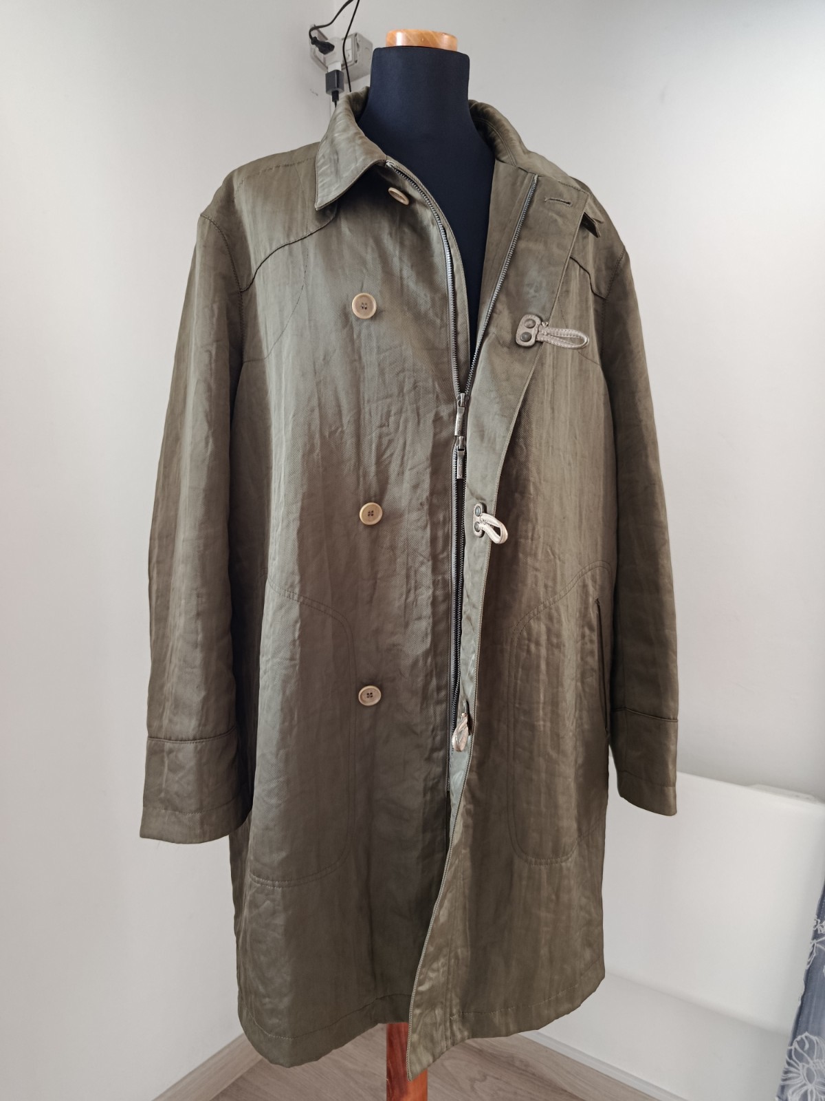 Calvin Klein Collection 2006 Italo Zucchelli Olive Technical Nylon Shell Coat 54
