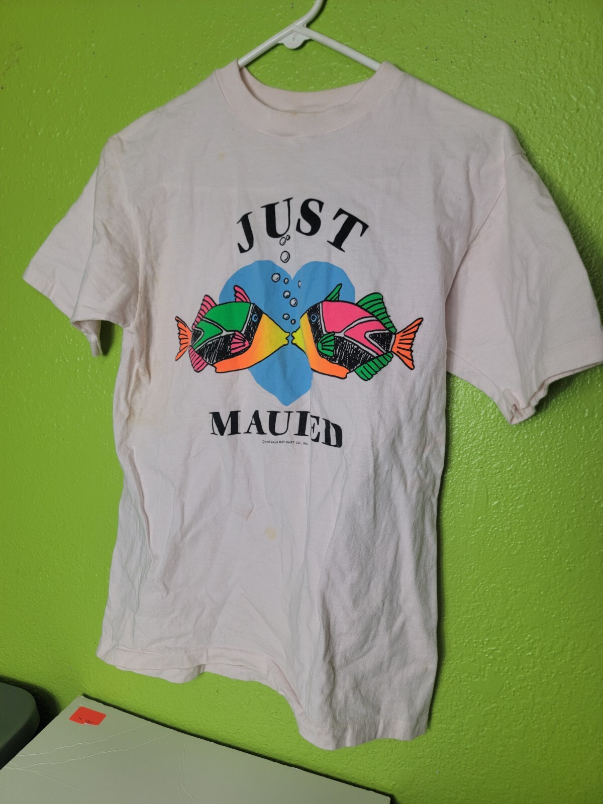 Vintage 1980s Hawaiian Just Maui’D Tropical Fish Maui Bay 1989 Single Stitch USA