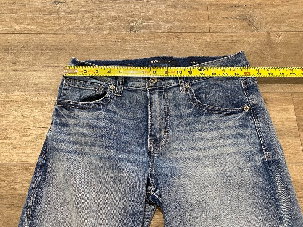 BKE Buckle HENRY Mens 33X32 Thick Stitch Blue Denim Jeans Whiskers Stretch