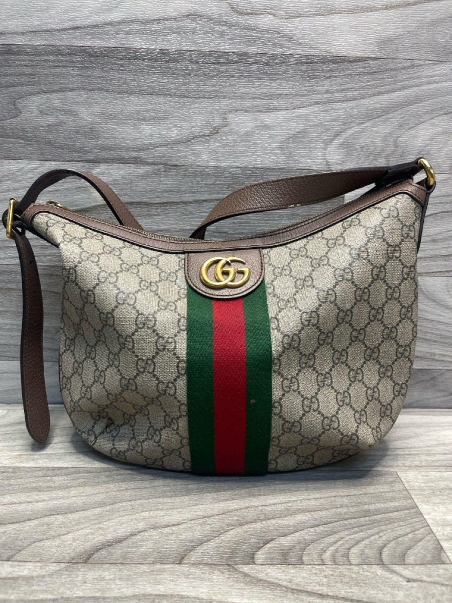 Gucci GG Supreme Monogram Web Small Ophidia Half Moon Hobo Brown Sho (A1D019518)