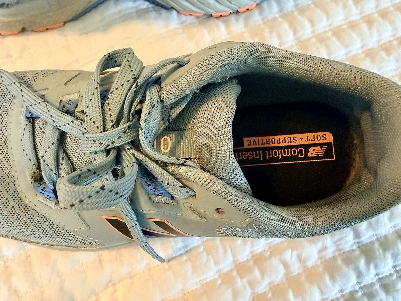 New Balance Trail Running Shoes Gray Blue Peach Comfort Breathable Toe Protect